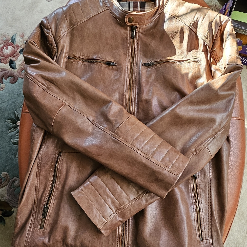 Mens Leather Racer Jacket